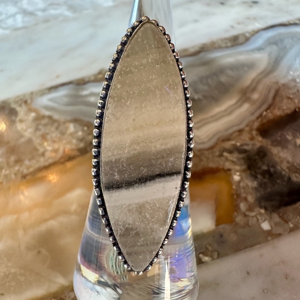 2510 Stunning Laguna Lace Calcite Silver Marquise Statement Ring